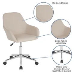 Emma And Oliver Home And Office Mid-Back Chair In Beige Fabric -Furniture Store GUEST 00df2b90 3961 49cd 8903 2dff1130bce2