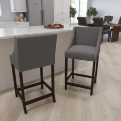 Merrick Lane Taylorsville 30 Inch Bar Height Stool With Nailhead Trim