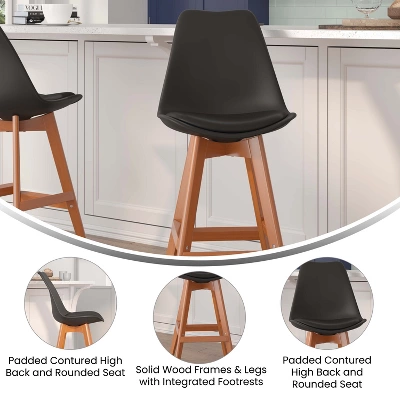 Flash Furniture Dana Set Of 2 Commercial Grade Modern Counter Stools With Cushioned Seat And Wooden Frame 7 Flash Furniture Dana Set Of 2 Commercial Grade Modern Counter Stools With Cushioned Seat And Wooden Frame - Image 5