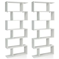 Costway 2 PCS 6 Tier S-Shaped Bookshelf Storage Display Bookcase Z-Shelf 23 Costway 2 PCS 6 Tier S-Shaped Bookshelf Storage Display Bookcase Z-Shelf -Furniture Store GUEST 01d9a301 eab5 4ffe 93f2 f3a785133486
