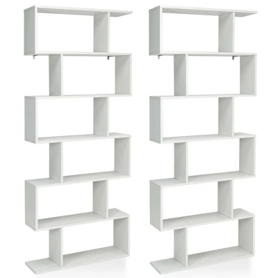 Costway 2 PCS 6 Tier S-Shaped Bookshelf Storage Display Bookcase Z-Shelf 13 Costway 2 PCS 6 Tier S-Shaped Bookshelf Storage Display Bookcase Z-Shelf - Image 11