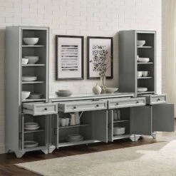 3pc Tara Sideboard And Bookcase Set Distressed Gray - Crosley -Furniture Store GUEST 0205cdc7 9df6 4c51 b5ee 7e6277c57221