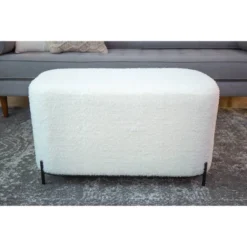32" Modern Decorative Bench With Metal Base - WOVENBYRD -Furniture Store GUEST 025cb356 aeee 4bb2 834f c85022b3d82f