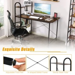 Costway 48'' Reversible Computer Desk Writing Table Workstation W/ Storage Shelf BlackBrown 21 Costway 48'' Reversible Computer Desk Writing Table Workstation W/ Storage Shelf BlackBrown -Furniture Store GUEST 02cab7fd 015e 4ad0 b418 b88a7d50f136