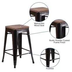 Flash Furniture 24" High Backless Metal Counter Height Stool With Square Wood Seat -Furniture Store GUEST 03a27d3d 7b11 415d b3f3 f301a5f18aae