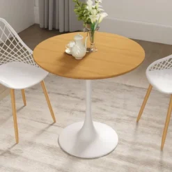 31.5" Kurv Dining Table Medium Oak/White - Jamesdar -Furniture Store GUEST 04292fec c624 4f01 85a7 e41ed57edfa6