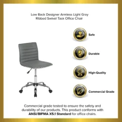 Emma And Oliver Low Back Designer Armless Ribbed Swivel Task Office Chair -Furniture Store GUEST 0631b47a d270 49cc 9360 56641228645b