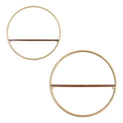 2pc Maxfield Round Wall Shelf Set Walnut Brown - Kate & Laurel All Things Decor -Furniture Store GUEST 06902693 4ce0 4767 945c 971653e6d24f