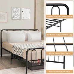 Costway Stylish Queen Size Metal Bed Frame Platform Bed Base W/ Headboard & Footboard 14 Costway Stylish Queen Size Metal Bed Frame Platform Bed Base W/ Headboard & Footboard -Furniture Store GUEST 06de42ab 1efb 4af5 9d26 9c93cb7a158e