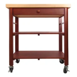 Wood Roll About Kitchen Cart In Cherry Stain Brown - Catskill Craftsmen