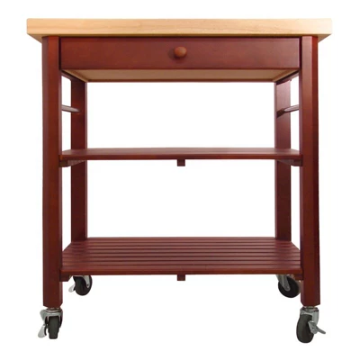 Wood Roll About Kitchen Cart In Cherry Stain Brown - Catskill Craftsmen 3 Wood Roll About Kitchen Cart In Cherry Stain Brown - Catskill Craftsmen