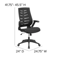 Emma And Oliver High Back Black Mesh Swivel Ergonomic Office Chair With Adjustable Flip-Up Arms -Furniture Store GUEST 07369e61 888c 41bb 916d 9d31352f5243