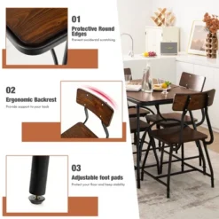 Costway Dining Table Set 5-Piece Kitchen Dining Table Set Rectangula For 5 W/Metal Frame -Furniture Store GUEST 0780967b ee54 4325 9519 071a7ed33d13