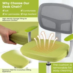 Tangkula Kids Desk Chair Adjustable Height Children Study Chair W/Auto Brake Casters Blue / Pink -Furniture Store GUEST 078910a2 06bb 4fe6 8ca4 72fee70a8f30