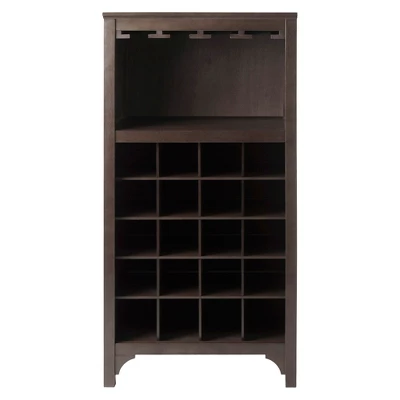 20 Bottles Glass Holder Wine Cabinet Wood/Coffee - Winsome 3 20 Bottles Glass Holder Wine Cabinet Wood/Coffee - Winsome