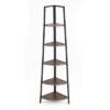JOMEED 5 Shelf Industrial Corner Etagere Ladder Bookcase For Corner Spaces In Apartments, Studios, Offices, And Living Rooms, Black And Brown Wood -Furniture Store GUEST 09ace2ae 746a 47e4 b15f b6a61ac847b5