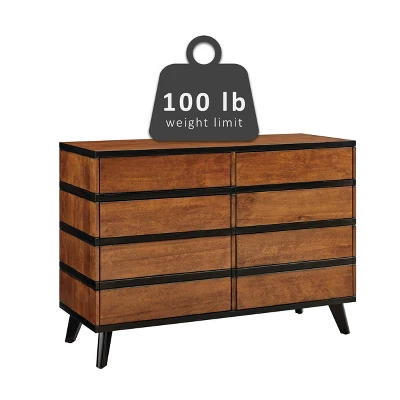 Mid-Century Modern 6 Drawer Dresser Walnut - Linon 4 Mid-Century Modern 6 Drawer Dresser Walnut - Linon - Image 2