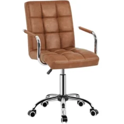 Yaheetech Modern Office Chair Height Adjustable Swivel Chair Mid Back PU Leather Chair -Furniture Store GUEST 0af0f196 f2f3 41fa bbf2 5a4b3819f147