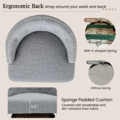 Costway Set Of 2 Swivel Bar Stools Tufted Bar Height Pub Chairs With Rubber Wood Legs Grey/Beige -Furniture Store GUEST 0b70b1e2 6fec 4793 a1ee 0a66dd5d8ad3