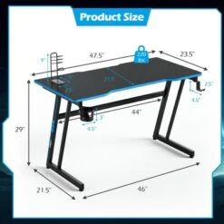 Tangkula Z-Shaped Ergonomic Gaming Desk With Headphone Hook Computer&Office Desk Blue/Red -Furniture Store GUEST 0bb7952f 8cc1 448b a7a3 a6e675caeb27