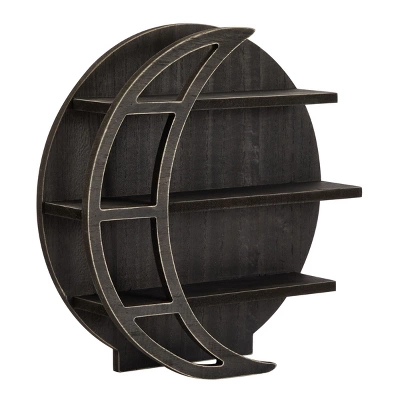 Farmlyn Creek Wooden Crescent Moon Wall Shelf, Rustic Wall Home Decor For Crystals & Essential Oils, Black, 12 X 12 X 3 In 8 Farmlyn Creek Wooden Crescent Moon Wall Shelf, Rustic Wall Home Decor For Crystals & Essential Oils, Black, 12 X 12 X 3 In - Image 6