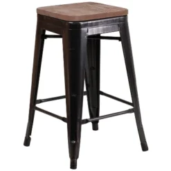 Flash Furniture 24" High Backless Metal Counter Height Stool With Square Wood Seat -Furniture Store GUEST 0cd46378 71cc 4ed5 95b6 6ae064073f6a