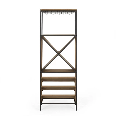 Fritsche Modern Industrial 47 Bottle Floor Wine Rack Natural/Black - Christopher Knight Home 8 Fritsche Modern Industrial 47 Bottle Floor Wine Rack Natural/Black - Christopher Knight Home - Image 6