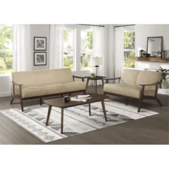 Carlson Velvet Upholstered Loveseat In Light Brown And Dark Walnut - Lexicon -Furniture Store GUEST 0d579877 74e0 46c0 b237 9fb76df8e5be