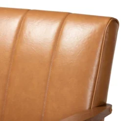 Nikko Mid-Century Faux Leather Upholstered Wood Loveseat Walnut/Brown - Baxton Studio -Furniture Store GUEST 0dff91cd 4ec2 4324 b13b 00b4cbc41162