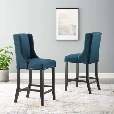 Set Of 2 Baron Counter Height Barstool Upholstered Fabric - Modway 8 Set Of 2 Baron Counter Height Barstool Upholstered Fabric - Modway - Image 6