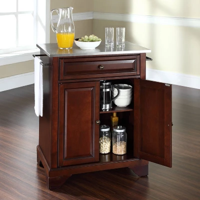 Lafayette Stainless Steel Top Portable Kitchen Island/Cart Mahogany - Crosley 4 Lafayette Stainless Steel Top Portable Kitchen Island/Cart Mahogany - Crosley - Image 2