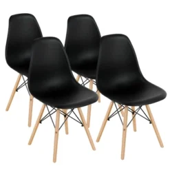Costway Set Of 4 Modern Dining Side Chair Armless Home Office W/ Wood Legs White/Black/Blue -Furniture Store GUEST 0ef416d0 a9d2 4eb4 9f00 06ce9e295fd0