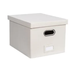 BirdRock Home 1-Pack Collapsible File Storage Organizer With Lid - Cream -Furniture Store GUEST 0f2254cf 5246 404d bebf 090410e849b7