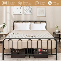 Costway Stylish Queen Size Metal Bed Frame Platform Bed Base W/ Headboard & Footboard 17 Costway Stylish Queen Size Metal Bed Frame Platform Bed Base W/ Headboard & Footboard -Furniture Store GUEST 0f92c3ae ddee 4f94 bc68 372a957278a3