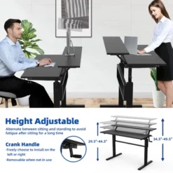 Costway Standing Desk Crank Adjustable Sit To Stand Workstation With Monitor Shelf BrownBlack -Furniture Store GUEST 1027cb68 c939 48d3 a2aa 1b43e70089e7