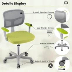 Tangkula Kids Desk Chair Adjustable Height Children Study Chair W/Auto Brake Casters Blue / Pink -Furniture Store GUEST 110bae66 97b2 427d 8efc 208530c4c731