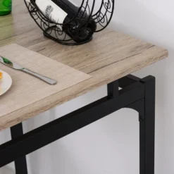 HOMCOM 5 Piece Modern Dining Table And 4 Stools Industrial Dining Set With Footrest & Metal Legs, For Kitchen, Natural -Furniture Store GUEST 116e0dbb 202c 4c64 9705 aa655fd36d15