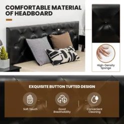 Costway Upholstered Platform Bed W/ 4 Drawers PU Leather Button Tufted Headboard -Furniture Store GUEST 11dd03f6 1f1a 4e75 908d 6317dd07571a