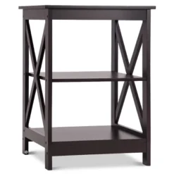 Costway 3-Tier Nightstand End Table Storage Display Shelf Living Room Furniture Espresso NEW -Furniture Store GUEST 123a346f 4bee 4b1c 99b0 661adc3af9f2