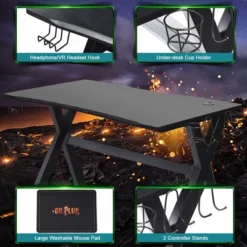 Costway X-Shaped Gaming Desk & Racing Style Massage Chair Set Home Office Black+White/Blue/Grey/Red -Furniture Store GUEST 12be490d e557 49fe b73f 8b51e6bc7ea9