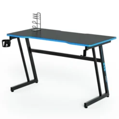 Tangkula Z-Shaped Ergonomic Gaming Desk With Headphone Hook Computer&Office Desk Blue/Red -Furniture Store GUEST 132f20ac 717b 4d78 ad72 2132f674d1ab