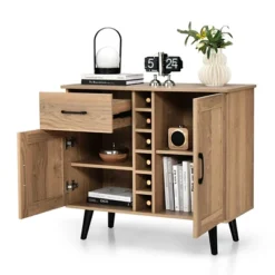 Costway 2-Door Wine Bar Cabinet Kitchen Sideboard Buffet With Drawer & Adjustable Shelves -Furniture Store GUEST 13fcdae4 d0db 4ebd 912a 4a7dfb83940c