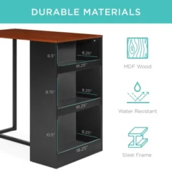 Best Choice Products 3-Piece Wooden Counter Height Dining Table Set For Kitchen, Dining Room W/ Storage -Furniture Store GUEST 140cbe71 c270 446f 8232 b0b425593797