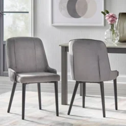 Set Of 2 Welland Dining Chairs Gray - Lifestorey