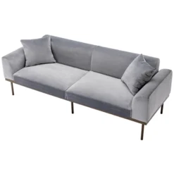 Modern Velvet Loveseat Sofa With Metal Legs And Two Pillows-ModernLuxe -Furniture Store GUEST 150e6081 4165 4301 8429 bf614bf8c5b0