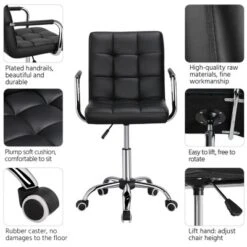 Yaheetech Modern Office Chair Height Adjustable Swivel Chair Mid Back PU Leather Chair -Furniture Store GUEST 158a1de0 b19c 41d4 96d8 5f1097fb958f