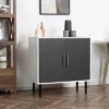 HOMCOM 2-Door Storage Cabinet With Adjustable Shelf, Free Standing Accent Sideboard And Buffet For Kitchen Or Hallway, Grey / White
