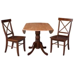 42" Deana Dual Drop Leaf Dining Set With 2 Cross-Back Chairs Cinnamon/Espresso - International Concepts -Furniture Store GUEST 1634596e ef1b 4b16 9e71 755f1acfee84