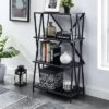 44.25" Werrin 4 Shelf Metal Display Bookshelf Black - MiBasics