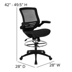 Flash Furniture Mid-Back Transparent Mesh Drafting Chair With Flip-Up Arms -Furniture Store GUEST 18fc1643 56f4 4e07 9a73 855a7e0a399b